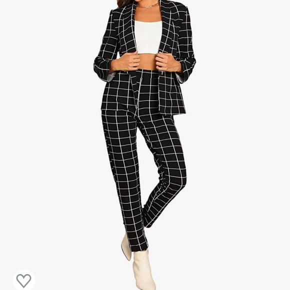 SHEIN 2 Piece Grid Pattern Suit Set - Picture 7 of 7